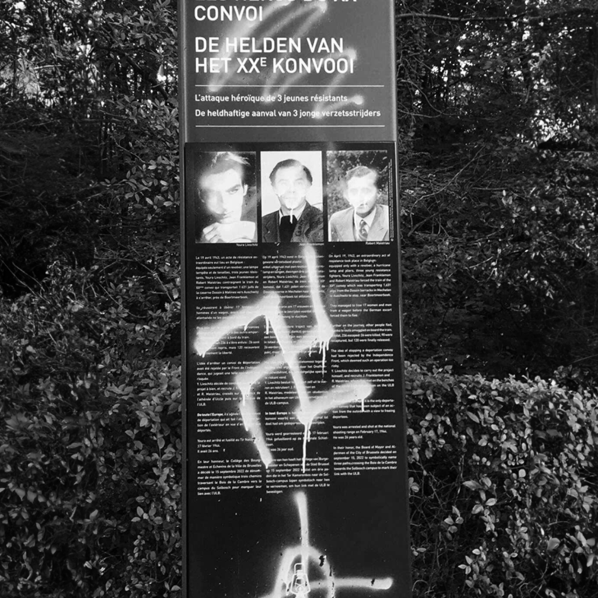 BRUXELLES: vandalisation antisémite du monument à la mémoire des &laquo;&nbsp;héros du XXème convoi&nbsp;&raquo;