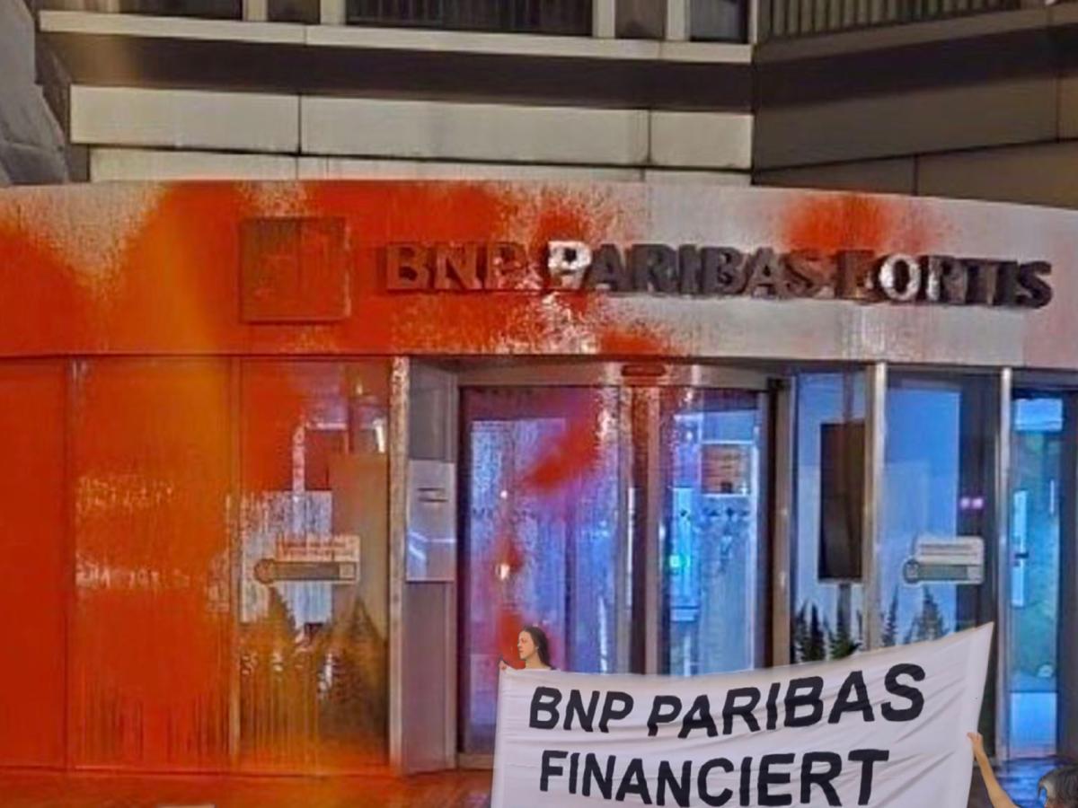 Palestine : Actions simultanées contre BNP dans toute la&nbsp;Belgique