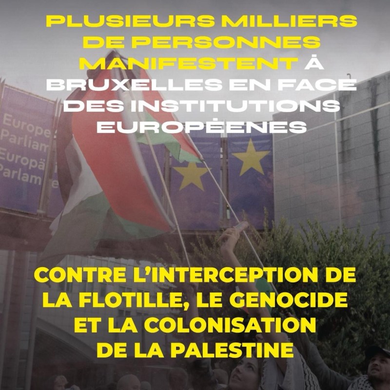 BRUXELLES MANIFESTE POUR LA PALESTINE ET CONTRE L’INTERCEPTION DE LA FLOTILLE&nbsp;(vidéo)